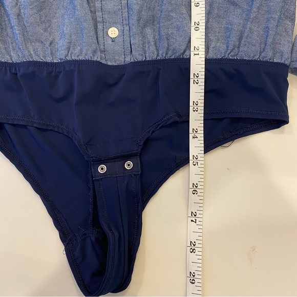 J.Crew Denim Long Sleeve button down body suit - Picture 6 of 7